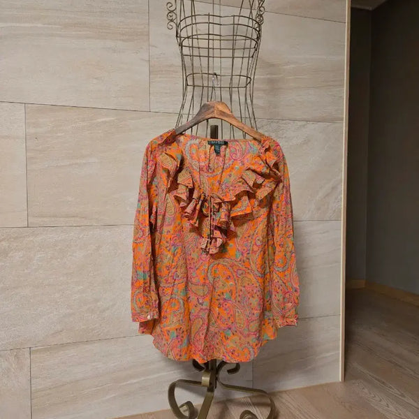 [BUNJANG] Polo Ralph Lauren Paisley Frill Blouse / [m] 폴로랄프로렌 페이즐리 프릴 블라우스
