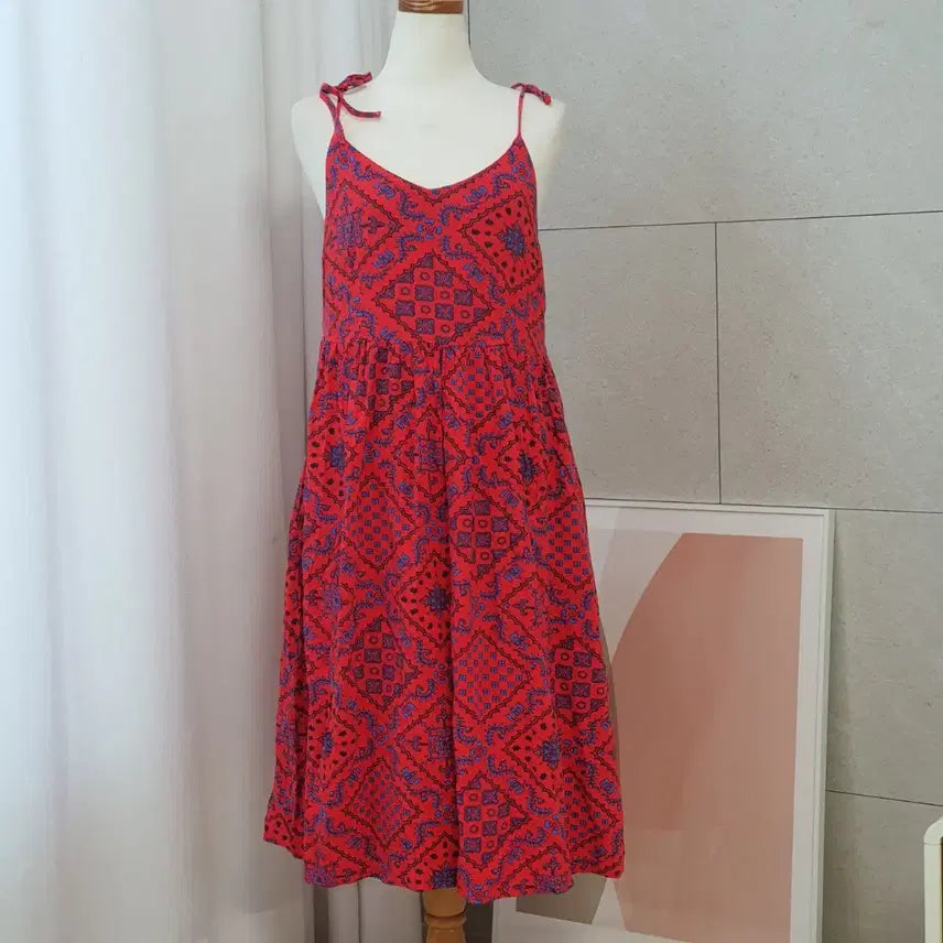 [BUNJANG] JAJU Ethnic Pattern Bustier Dress Red / 자주 JAJU 에스닉 패턴 레드 뷔스티에 원피스