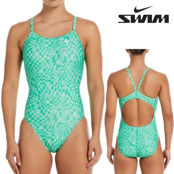 [BUNJANG] Nike Racerback Checker Green Shock 26 Women's Swimsuit / 나이키 레이서백 체커그린쇼크 26 여성수영복