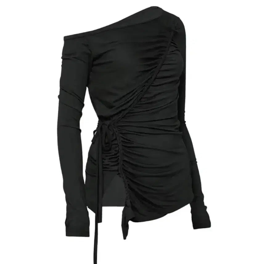 [BUNJANG] Flare Up Twisted One-Shoulder Long Sleeve / 플레어업 Twisted One-Shoulder Long Sleeve