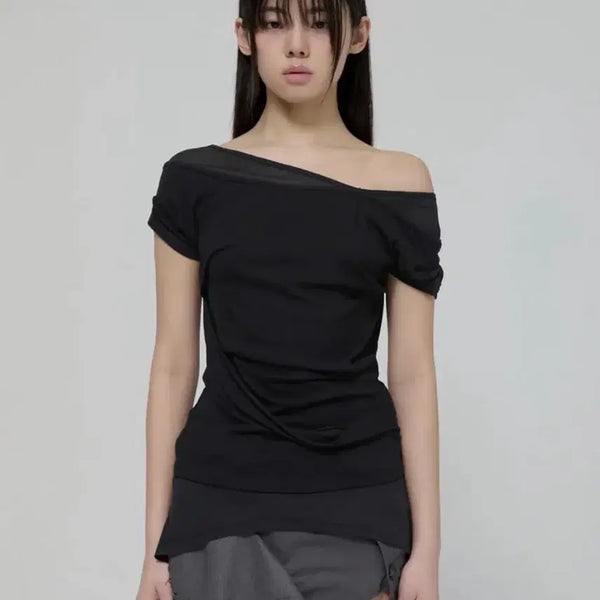[BUNJANG] Flare Up 2-Layered Top Black / 플레어업 2-Layered Top