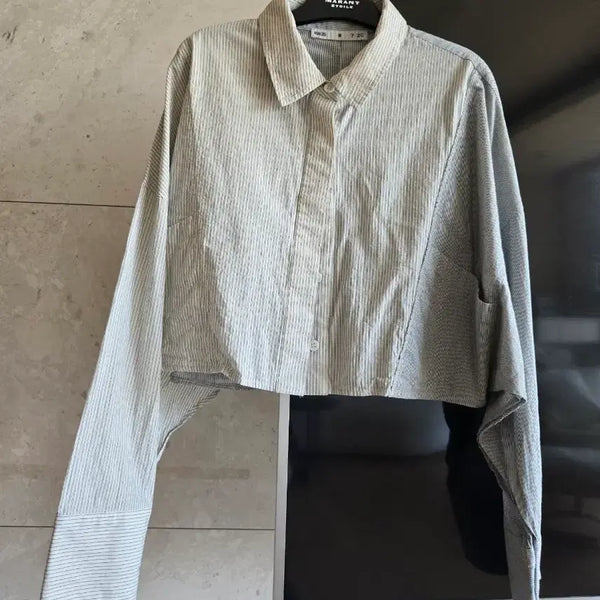 [BUNJANG] HAUS 072C Striped Crop Shirt / HAUS 072C 스트라이프 크롭 셔츠