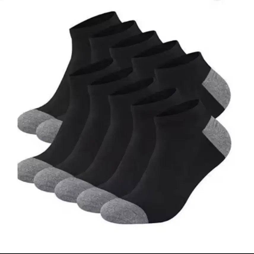 [BUNJANG] Casual Color Block Breathable Boat Socks Set (10 Pairs) / 여름 캐주얼 편안한 컬러 블록 통기성 보트 양말 10켤레 세트