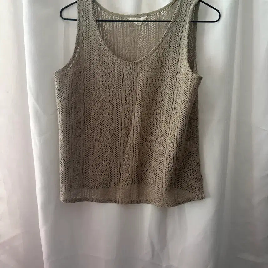 [BUNJANG] See-through Sleeveless Top Beige S / 시스루 민소매 베이지 s