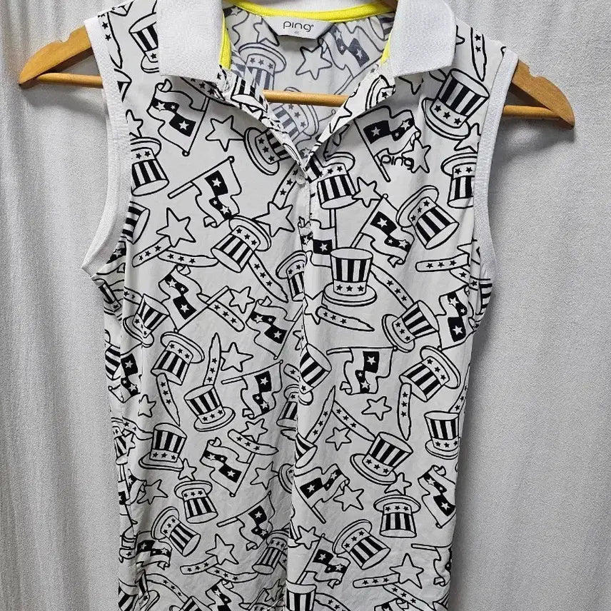 [BUNJANG] Ping Women's Sleeveless Polo Shirt Pattern Size 90 / 핑 우먼!골프웨어 민소매 폴로셔츠 패턴 90