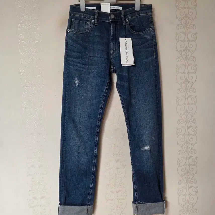 [BUNJANG] Calvin Klein Jeans Damaged Denim Pants Blue / 캘빈클라인진 데미지 데님 팬츠 블루