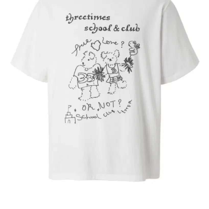 [BUNJANG] 3Times Teddy School Short Sleeve T-Shirt / [M] 쓰리타임즈 테디스쿨 반팔티