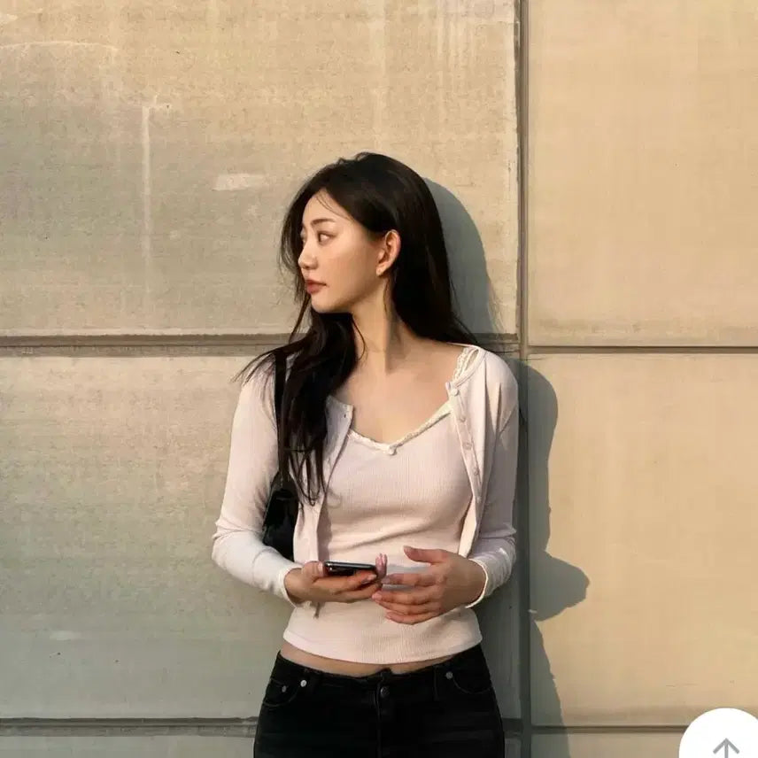 [BUNJANG] Jenio Liz Lace Sleeveless + Cardigan Set Baby Pink / (1회착용)제니오 리즈 레이스 슬리브리스 + 가디건 세트 베이비핑크