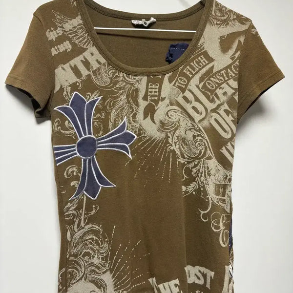 [BUNJANG] Glitz Punk Lettering Y2K Short Sleeve T-Shirt / Glitz 펑크 레터링 y2k 반팔 티려츠