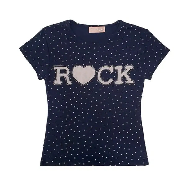 [BUNJANG] Expired Girl Rock Star Baby Tee Navy / 익스파이어드걸 rock star baby tee navy