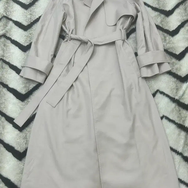 [BUNJANG] Kinder Salmon Semi-Oversized Belted Long Trench Coat - Light Pink / [1]킨더살몬 세미오버핏 벨트 롱 트렌치/옅은핑크