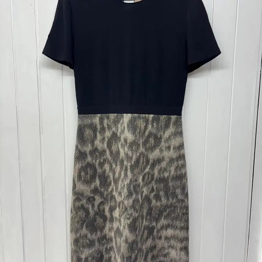 [BUNJANG] N21 Numero Ventuno Black Leopard Color Block Dress / 누메로벤투노 N21 블랙 레오파드 배색 원피스 38(레이어드/리폼용)다