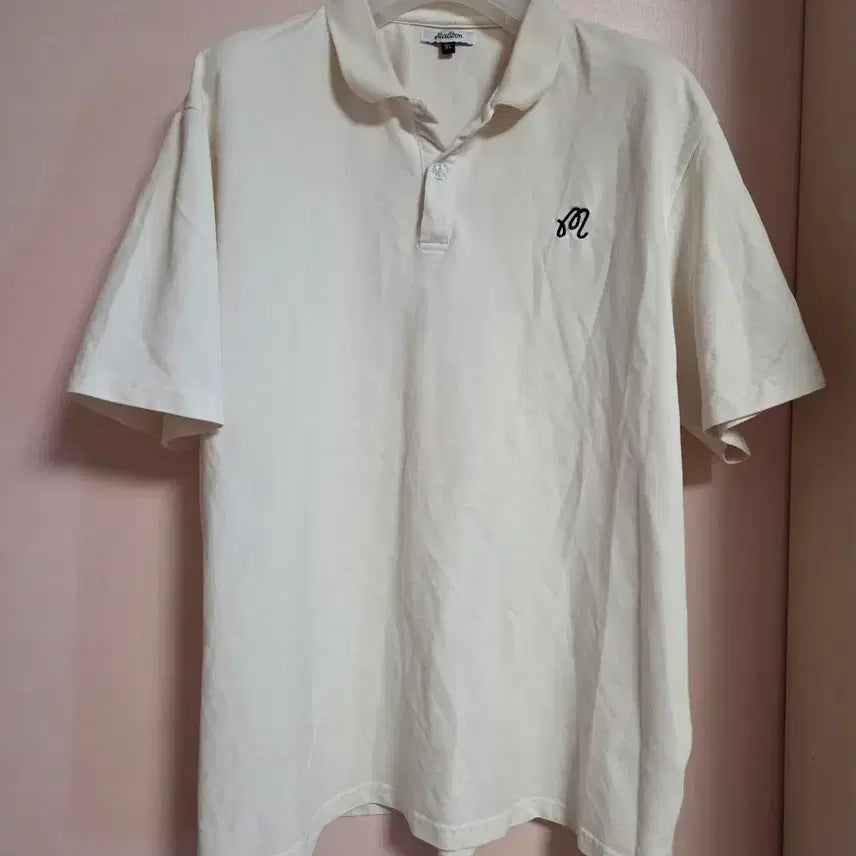 [BUNJANG] Malbon Golf Short Sleeve Polo Shirt Ivory XL / 말본 골프 반팔 카라티 아이보리