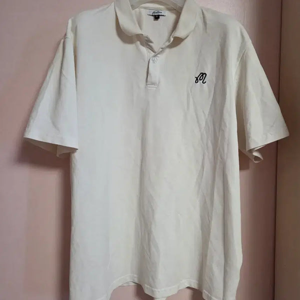 [BUNJANG] Malbon Golf Short Sleeve Polo Shirt Ivory XL / 말본 골프 반팔 카라티 아이보리