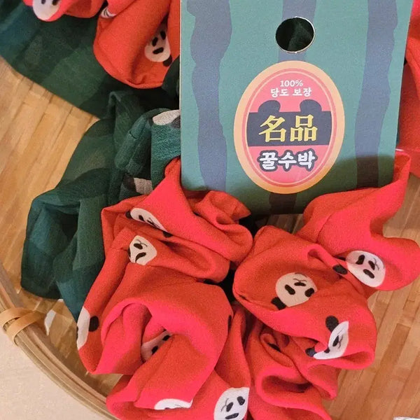 [BUNJANG] LuiHui Countryside Vacation Honey Watermelon Scrunchie Set (2 Designs) / 루이후이 촌캉스 꿀수박 스크런치 2종 세트
