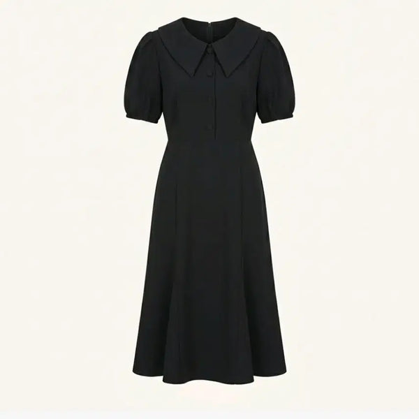 [BUNJANG] Linen Cotton Black Pintuck Shirring Dress / L330 린넨코튼 블랙 핀턱 셔링 원피스