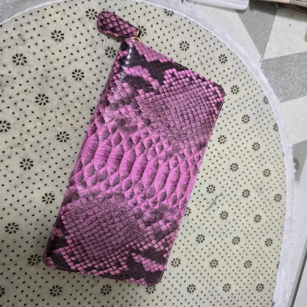 [BUNJANG] Real Snakeskin Long Wallet Pink / 리얼 뱀피 장지갑 핑크