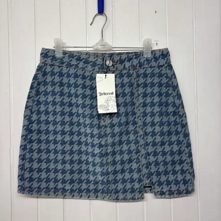 [BUNJANG] Deliccent Houndstooth Denim Skirt / 새상품 Deliccent 델리센트 하운드투스 데님 스커트 S(25인치)차