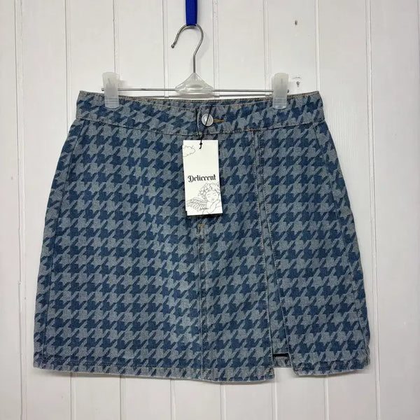 [BUNJANG] Deliccent Houndstooth Denim Skirt / 새상품 Deliccent 델리센트 하운드투스 데님 스커트 S(25인치)차