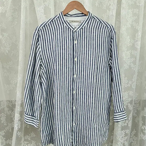 [BUNJANG] Epigram Linen 100 Stripe Shirt Blue / XL) 에피그램 린넨 100 스트라이프 셔츠 블루