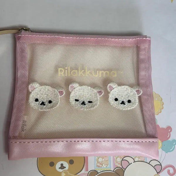 [BUNJANG] Rilakkuma Korilakkuma Embroidered Pink Pouch / 코리락쿠마 지갑