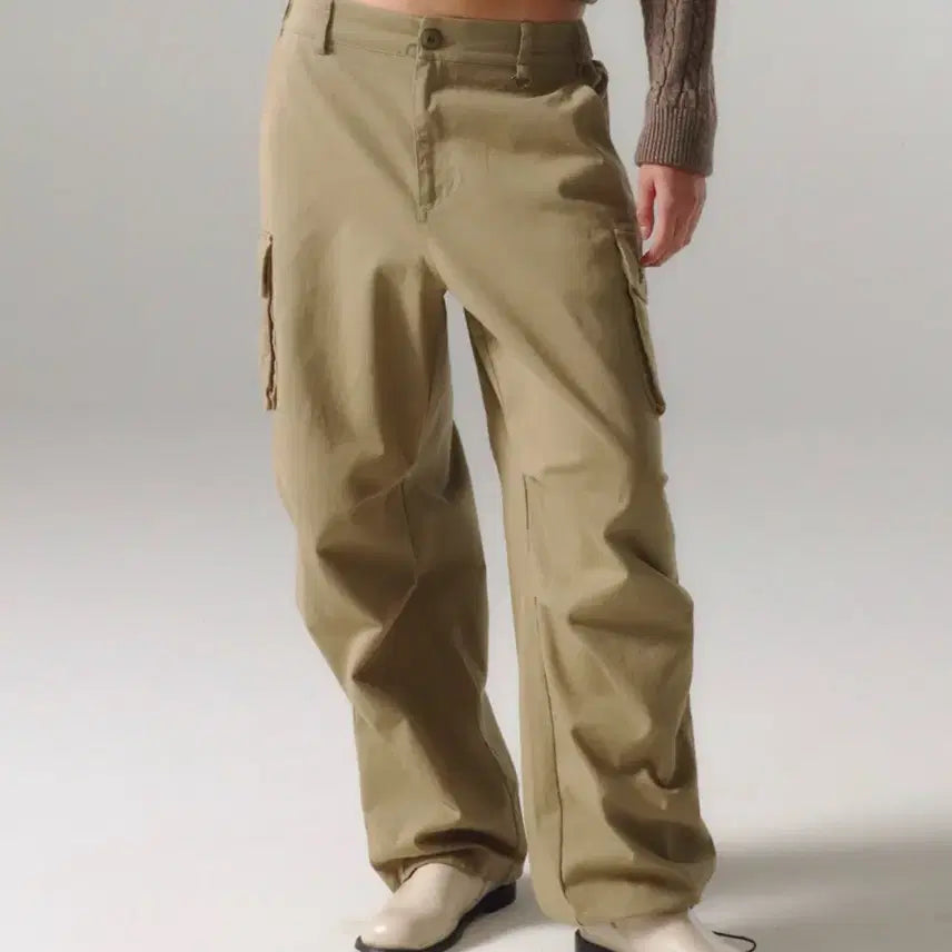 [BUNJANG] Frenzy Big Pocket Cargo Pants Beige / 프렌다 빅 포켓 카고 팬츠 베이지 바지 면바지 카고바지 조거팬츠