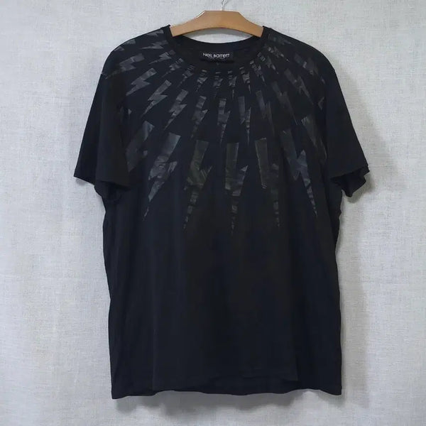 [BUNJANG] Neil Barrett Lightning Print Short Sleeve T-Shirt / Neil Barrett 닐바렛 블랙 이태리 정품 반팔 티셔츠 남성 100