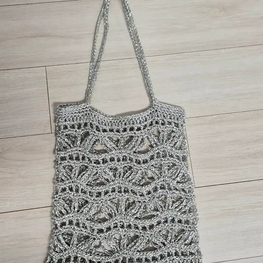 [BUNJANG] Handmade Metallic Silver Bag / 핸드메이드)메탈실 실버 가방