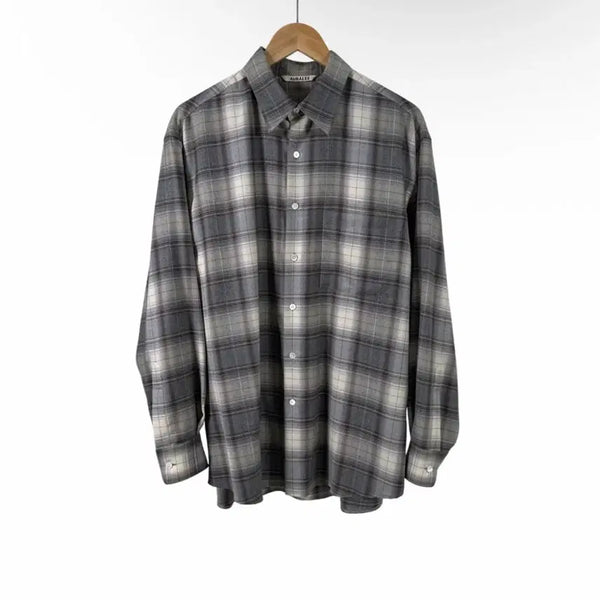 [BUNJANG] Auralee 22AW Men's Super Light Wool Check Shirt Jacket Grey / [4사이즈] 오라리 22AW 남성 슈퍼 라이트 울 체크 셔츠 자켓 그레이