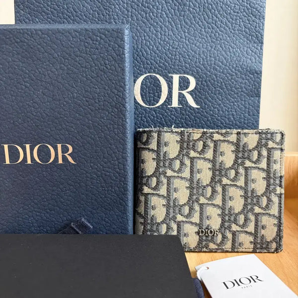 [BUNJANG] Dior Compact Wallet Beige & Black Dior Oblique Card Holder / [S+급/풀구성] 디올 컴팩트 오블리크 지갑