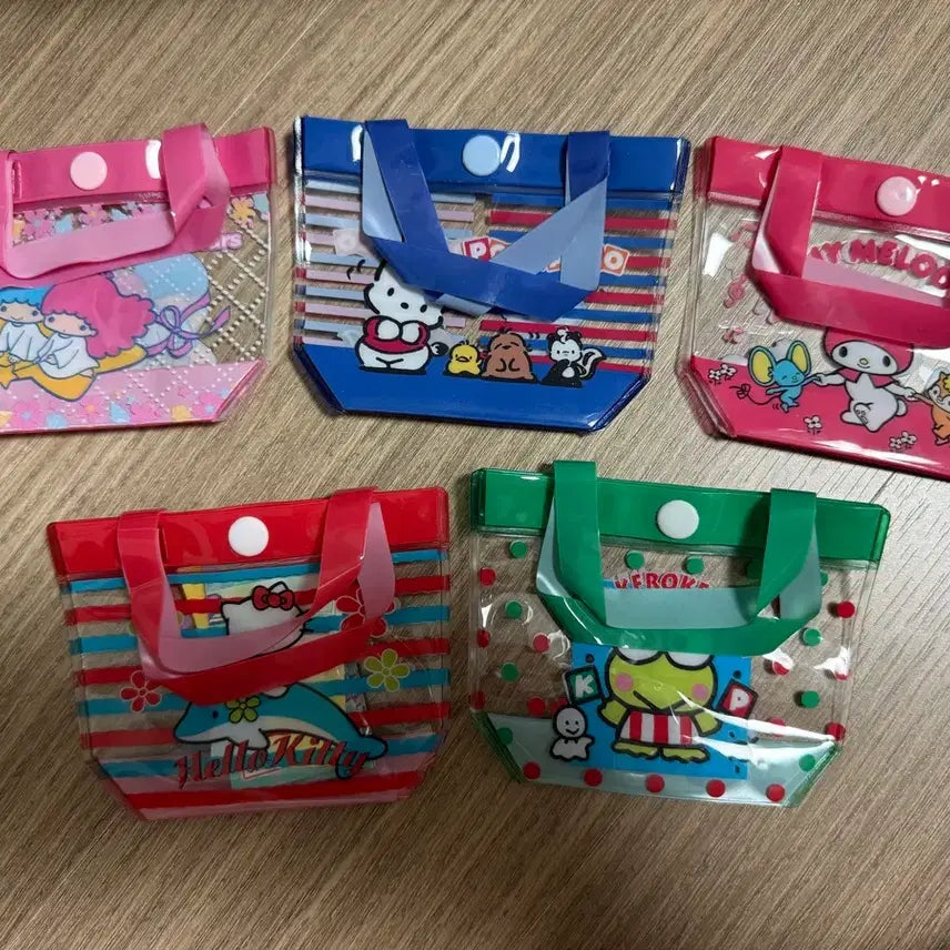 [BUNJANG] Sanrio Beach Bag Gacha Set (5 Types) - Hello Kitty, My Melody, Pochacco / 산리오 비치백 가방 가챠 5종 일괄 헬로키티 마이멜로디 포차코