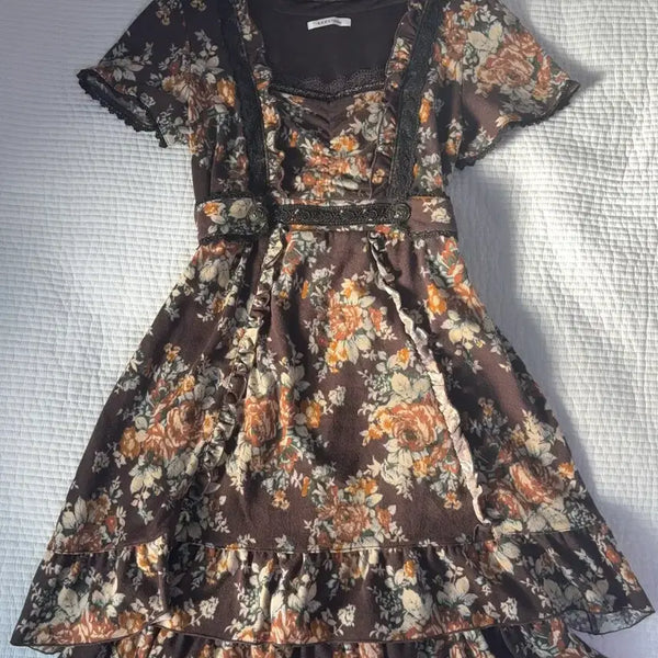 [BUNJANG] Axes Femme Oriental Fairy Vintage Floral Dress / 엑시즈팜 대장 오리엔탈 페어리 모리걸 빈티지 플로럴 원피스 라떼갸루
