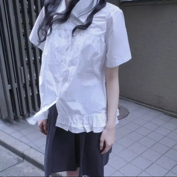 [BUNJANG] Myorung Omi Frill Short Sleeve Blouse / 묘랑 omi frill bl 프릴 반팔 블라우스