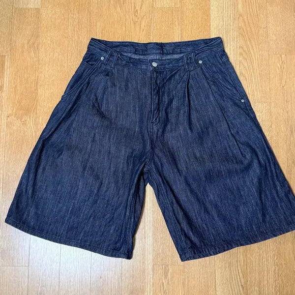 [BUNJANG] Intempo Mood Denim Two-Tuck Bermuda Shorts / 인템포무드 데님 버뮤다 팬츠