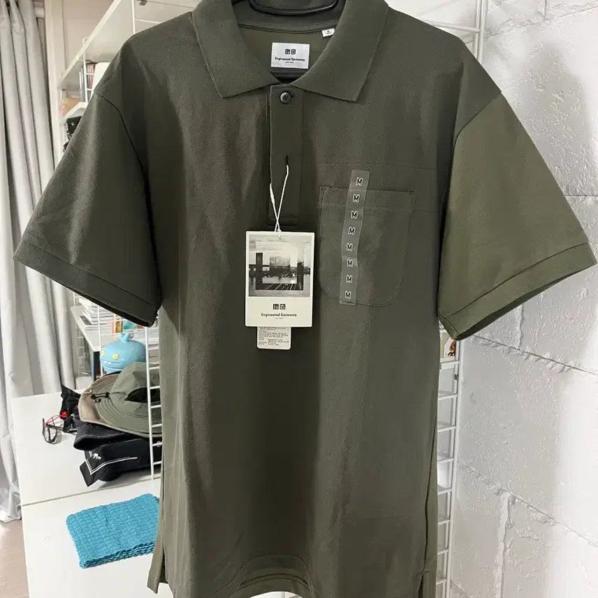 [BUNJANG] Uniqlo x Engineered Garments Colorblock Polo Shirt - Olive, Size M / 유니클로 X 엔지니어드 가먼츠 컬러블록 폴로셔츠