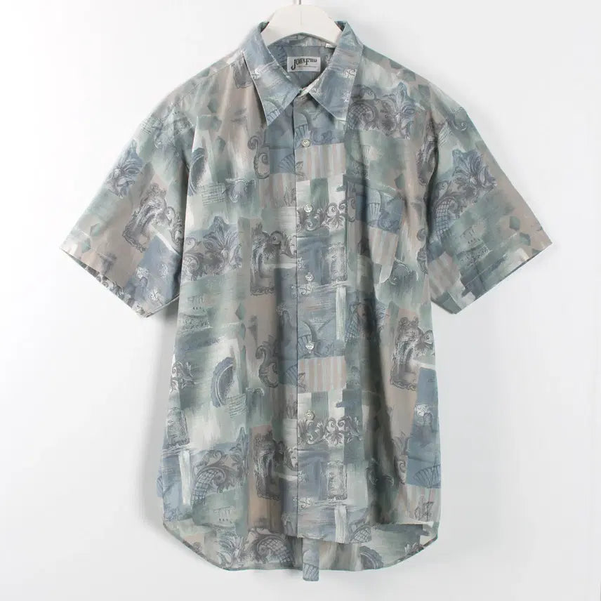 [BUNJANG] John Field Vintage Pattern Short Sleeve Shirt / John Field 존필드 빈티지 패턴 반팔 셔츠 남방-030