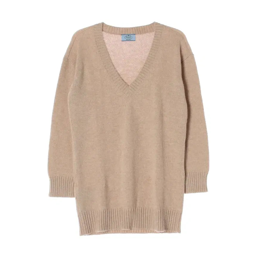 [BUNJANG] Prada V-Neck 100% Alpaca Knit Sweater / 프라다 브이넥 알파카 100% 니트 스웨터