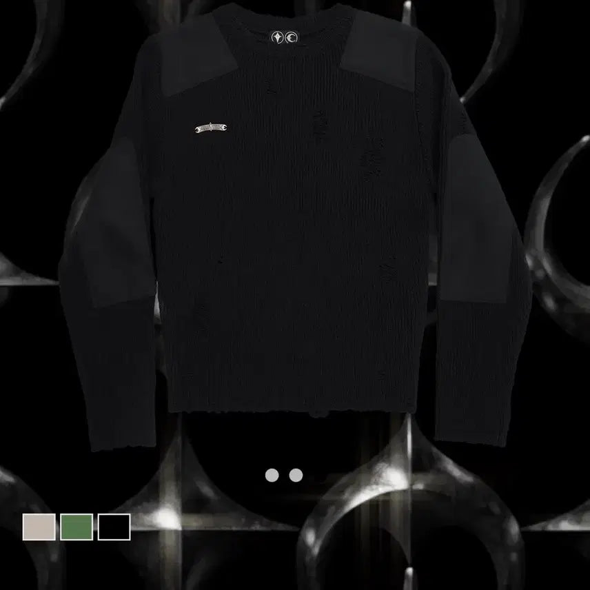 [BUNJANG] Thug Club Berlin Destroyed Patch Knit Size 1 / 떠그클럽 베를린 디스트로이드 패치 니트 1사이즈