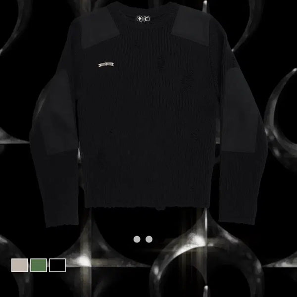 [BUNJANG] Thug Club Berlin Destroyed Patch Knit Size 1 / 떠그클럽 베를린 디스트로이드 패치 니트 1사이즈