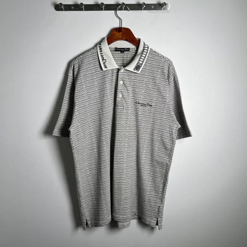 [BUNJANG] Christian Dior Vintage Stripe Short Sleeve Polo Shirt / Dior 크리스찬 디올 스포츠 빈티지 스트라이프 반팔 폴로 셔츠 105