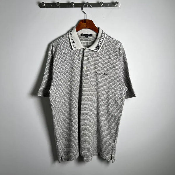 [BUNJANG] Christian Dior Vintage Stripe Short Sleeve Polo Shirt / Dior 크리스찬 디올 스포츠 빈티지 스트라이프 반팔 폴로 셔츠 105