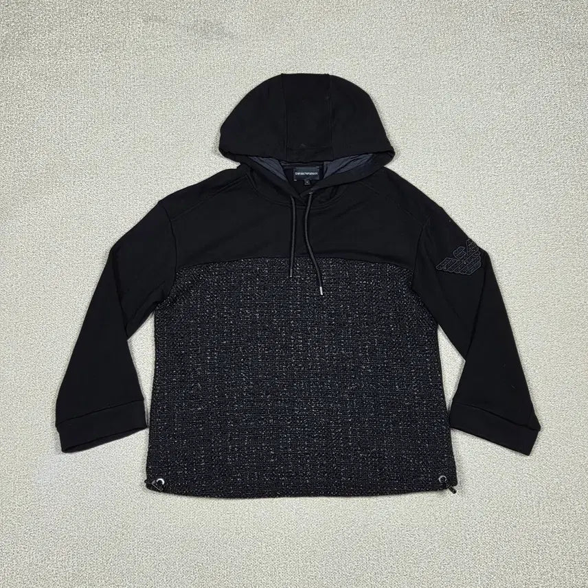 [BUNJANG] Emporio Armani Tweed Panel Hoodie / [엠포리오 아르마니] 트위드 패널 후드티 | A00406