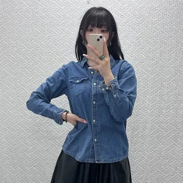 [BUNJANG] True Religion Country Retro Vintage Slim Fit Denim Shirt S / 트루릴리전 컨트리 레트로 빈티지 슬림핏 데님 셔츠S C12554
