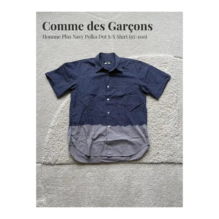 [BUNJANG] Comme des Garçons Homme Plus Navy Dot Pattern Short Sleeve Shirt / 꼼데가르송 옴므 플러스 네이비 도트 패턴 반소매 셔츠 (95-100)