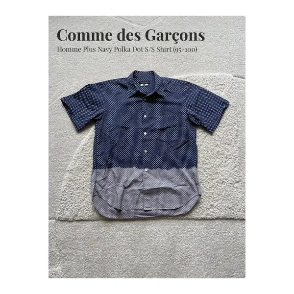 [BUNJANG] Comme des Garçons Homme Plus Navy Dot Pattern Short Sleeve Shirt / 꼼데가르송 옴므 플러스 네이비 도트 패턴 반소매 셔츠 (95-100)