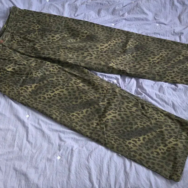 [BUNJANG] ERSCO Leopard Baggy Trousers Khaki Size 3 / ersco 레오파드 배기 트라우저 카키 3