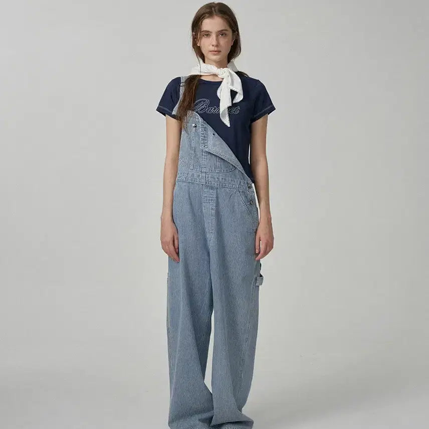 [BUNJANG] The Barnet Stripe Denim Overalls / 더바넷 스트라이프 데님 오버롤 블루 멜빵