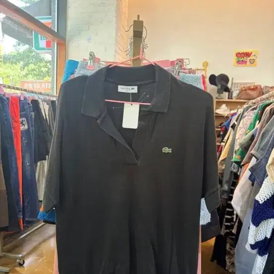 [BUNJANG] Lacoste Black Collar T-shirt / 라코스테 카라 블랙 반팔