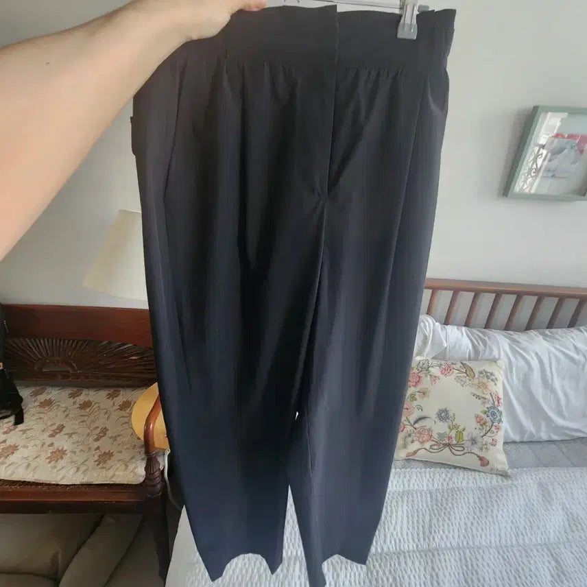 [BUNJANG] Mine 2022 Summer Semi-Wide Pants Black / 마인 팬츠