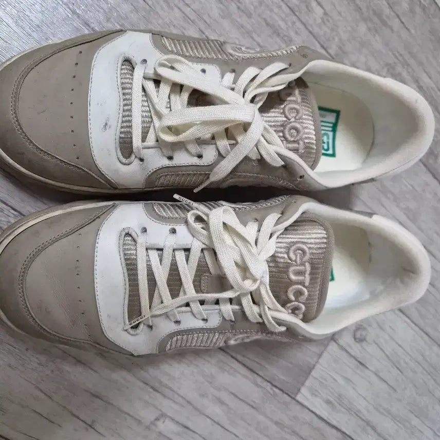 [BUNJANG] Gucci Beige & White Sneakers / 구찌 스니커즈 베이지 화이트